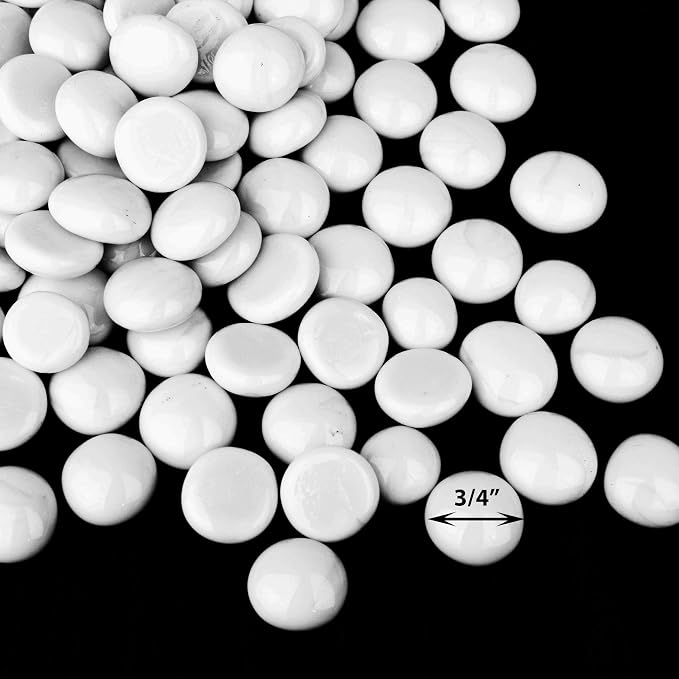 CYS EXCEL White Glass Flat Gemstone Vase Fillers | Flat Aquarium Marble Beads | - Image 3