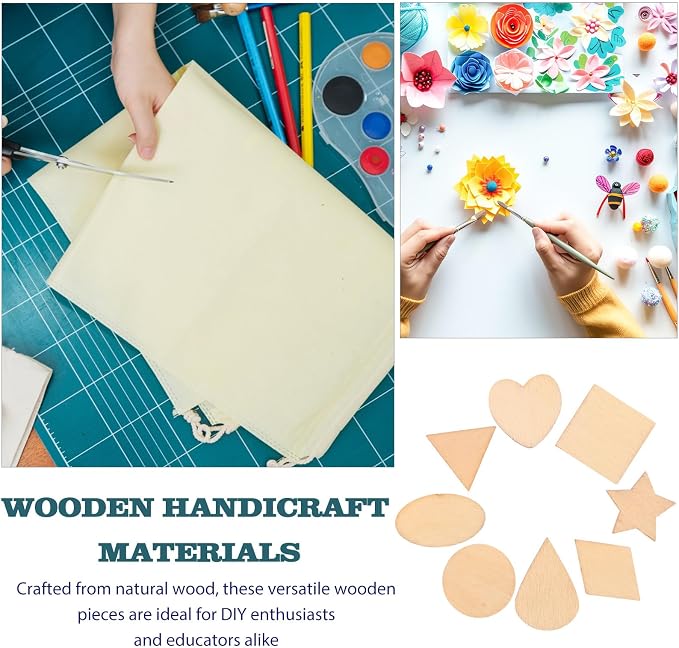 TIDTALEO Unfinished Wood Shapes DIY Craft Kit 38g Set Natural Wooden Water Drop - Image 3
