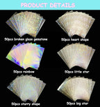 300 Pcs Kpop Photocard Sleeves Laser Flashing Card Sleeves Heart Star Glass - Image 2