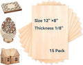 Basswood Plywood Sheets-15 Pack 12" x 8" x 1/8" Unfinished Craft Wood Pieces by XNEONLab