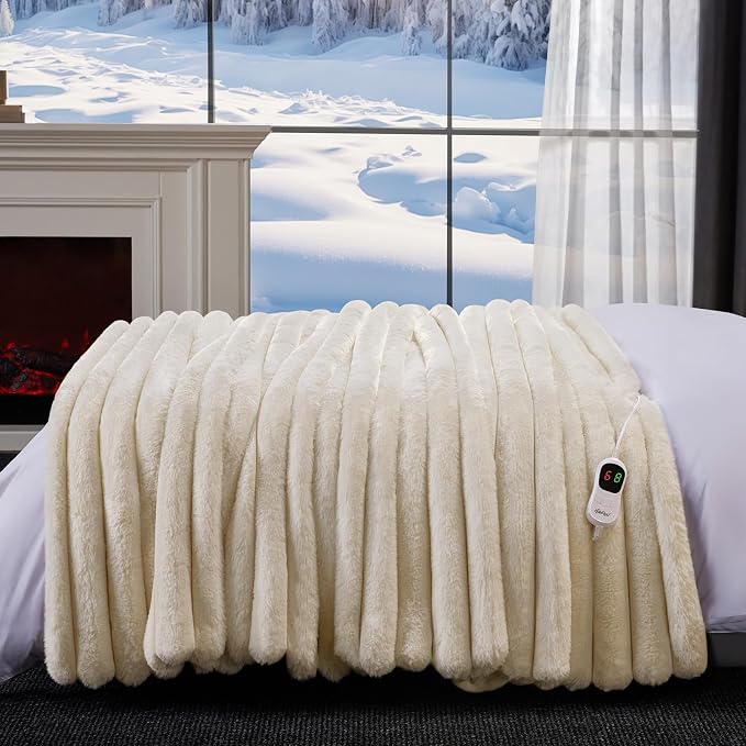 Heated Blanket Full Size, Faux Fur Cozy Heating Blanket - Image 7