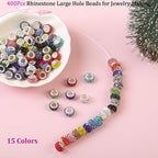 400 Pieces Large Hole Beads Mixed Color Rhinestone European Beads Large Hole - Image 5