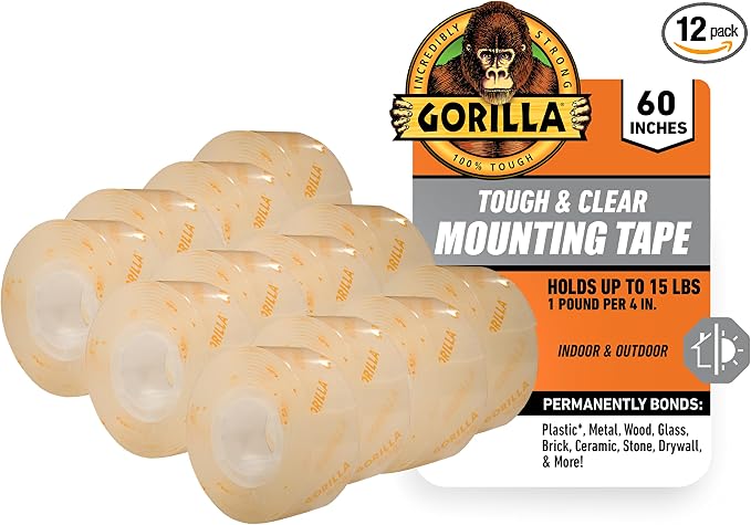 Gorilla Tough & Clear, Double Sided Mounting Tape, Weatherproof by Gorilla