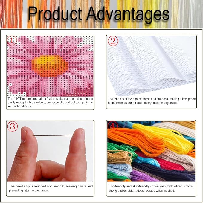 4 Pack Pink Cross Stitch Bookmark Kit - Image 5