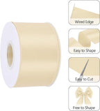 Cream 2.5 Inch Continuous 25 Yards Satin Wired Ribbon - Image 3