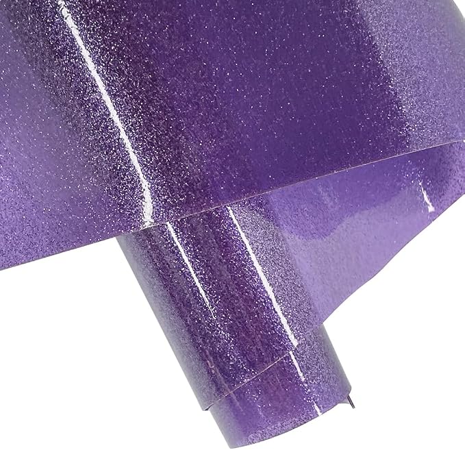 ONEART | Purple Transparent Glitter Vinyl Roll, 0.7 mm Solid Clear PVC Jelly by ONEART