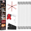Chimney Sweep Kit - 33 Feet, 10 Flexible Rods, Brush & Drill-Driven Rotary System