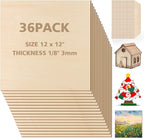 Adrattnay 36Pack Basswood Sheets 3mm by WOODEXPERT
