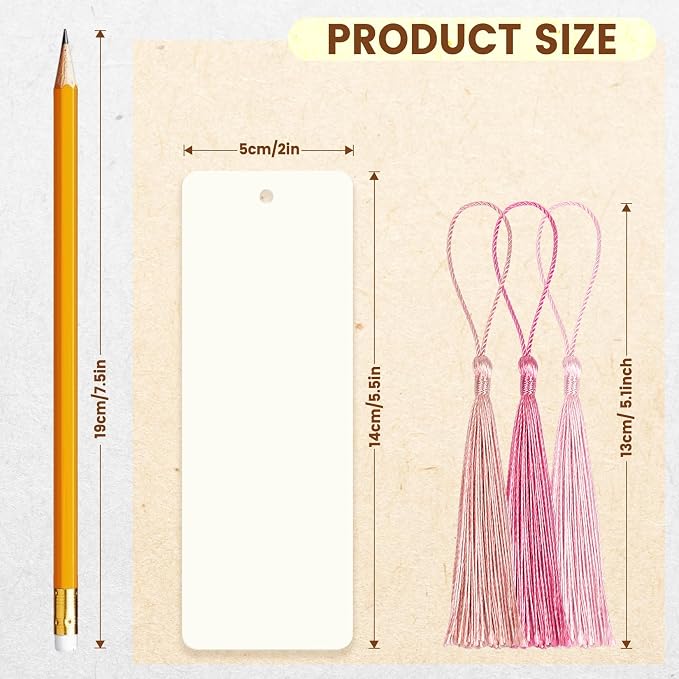 75 pcs Blank Bookmarks with Colorful Tassels – 350gsm Cardstock Bookmark Blanks - Image 5