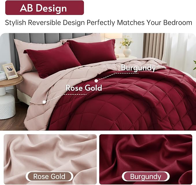 MUXHOMO 5 Pieces Twin Comforter Set, Reversible Bed in a Bag Twin Size - Image 3