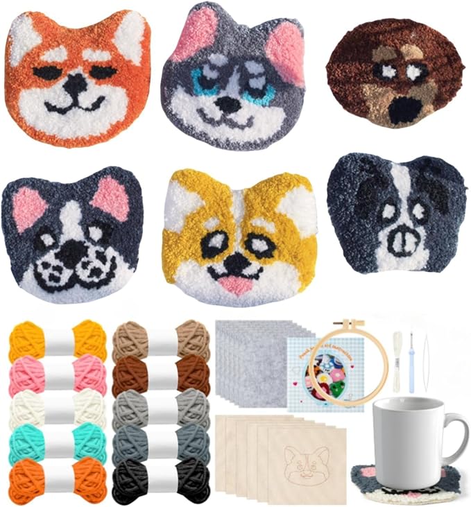 Avtytsda 6PCS Punch Needle Coaster Kit, Easy Punch Needle DIY Embroidery Set by Avtytsda