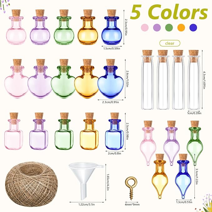 Geiserailie 50 Pieces Small Tiny Glass Spell Jars Bottle - Image 2