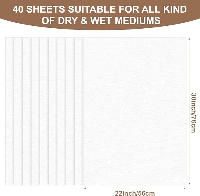 Kisston 20 Sheets Large Watercolor Paper 22 x 30 Inches, 140 Lb/300 GSM Cotton - Image 5