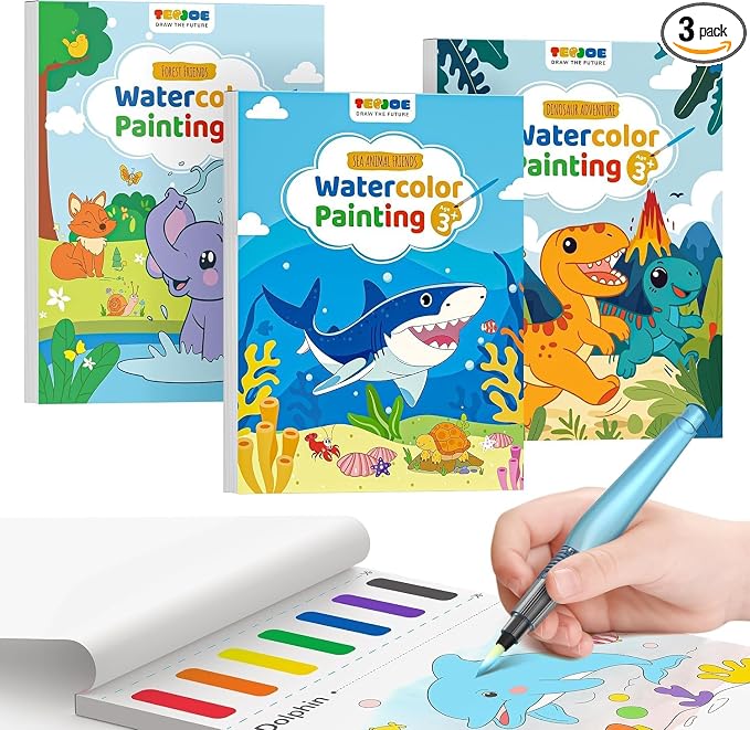 TECJOE 3 Pack Paint with Water Coloring Books by TECJOE