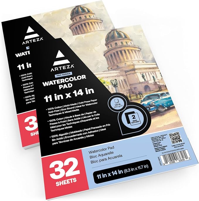 ARTEZA Watercolor Paper, 32 Sheets Each, 11x14 Inches Watercolor Sketchbook - Image 2