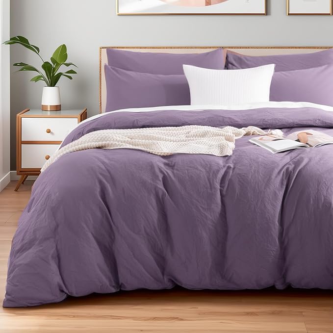 NEXHOME PRO Queen Duvet Cover Set, 100% Washed Cotton by NEXHOMEPRO
