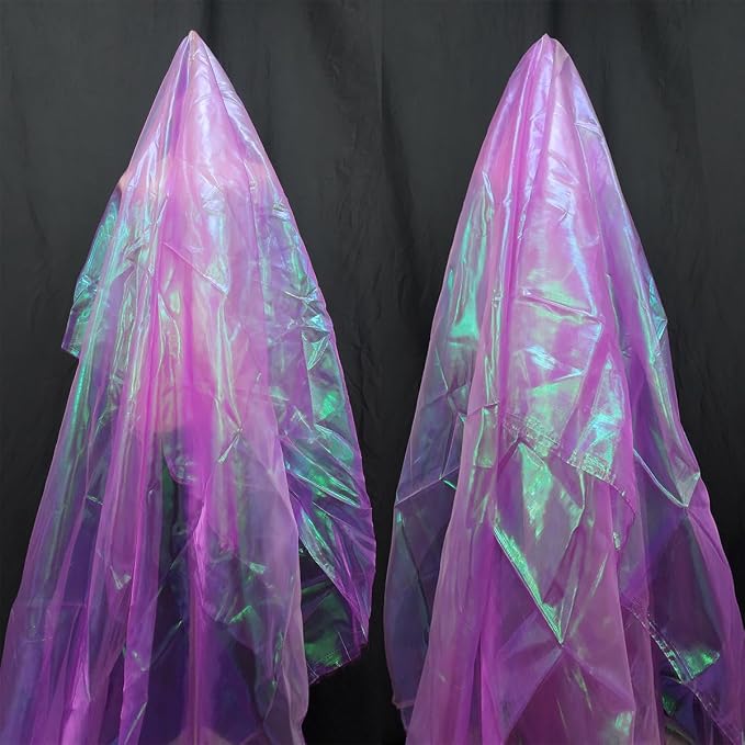 3.3 Yard Magic Rose Purple Organza Fabric by Unknown