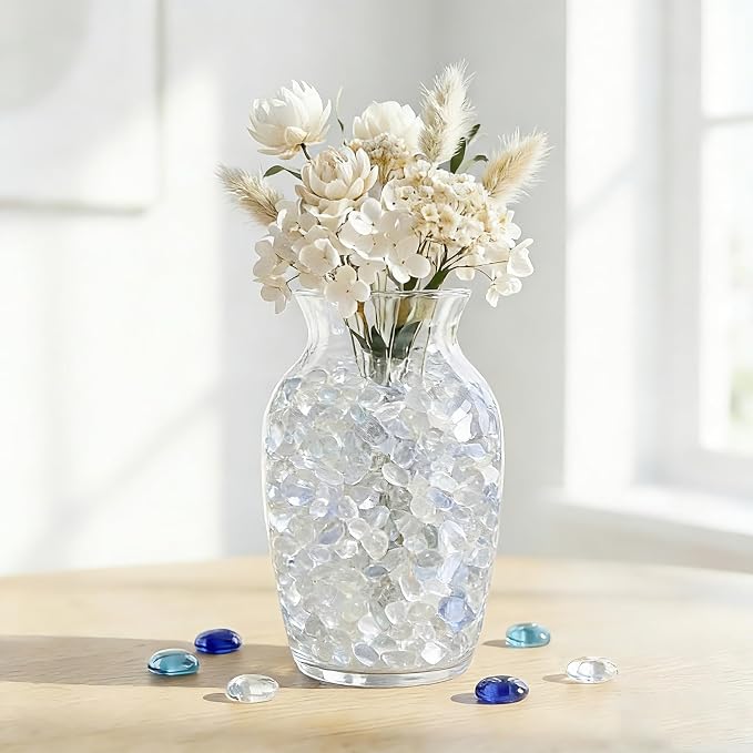 QYGL 0.55LB White Clear Glass Pebbles, Tumbled Sea Glass Stones - Image 4