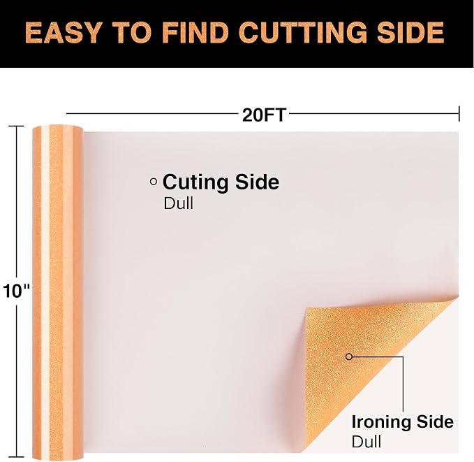 Orange Glitter HTV Heat Transfer Vinyl Roll 12inch x 20 ft - Image 2