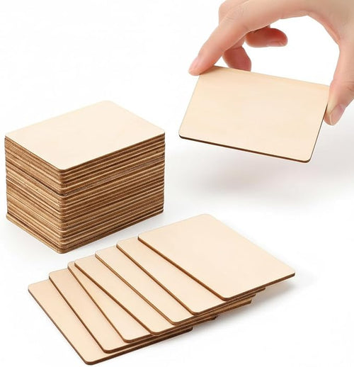 100 Pcs Unfinished Wood Pieces Blank Wood Squares Round Corner by SPKESE
