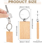AUEAR, Blank Wooden Key Chain Wood Keychain Key Ring Key Tags Personalized EDC - Image 2