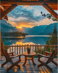 Sunset Paint by Numbers Kit for Adults Beginner, Mountain Lake Landscape Adult by Fountor