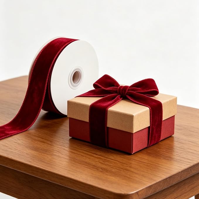 Songye Velvet Ribbon 10 Yards Christmas Velvet Wired Ribbons - Image 4