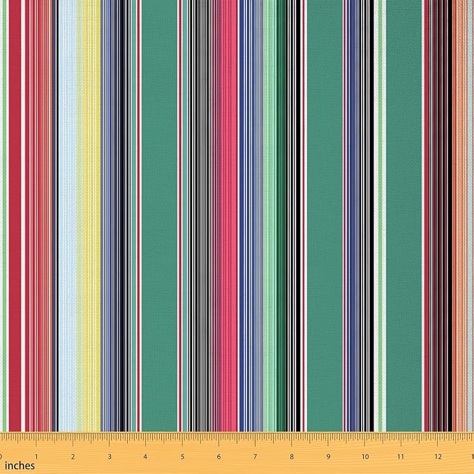Stripes Fabric by The Yard, Mexican Ethnic Flannel Polyester Fabric, Bohemian by CastleFairy
