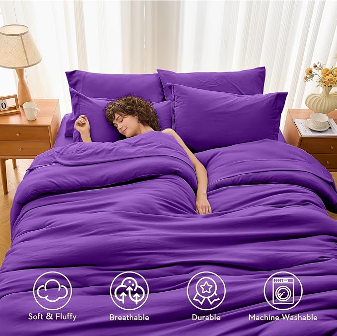 MUXHOMO 7 Pieces Full Comforter Set, Soft Bed in a Bag Full Size, All Season - Image 2