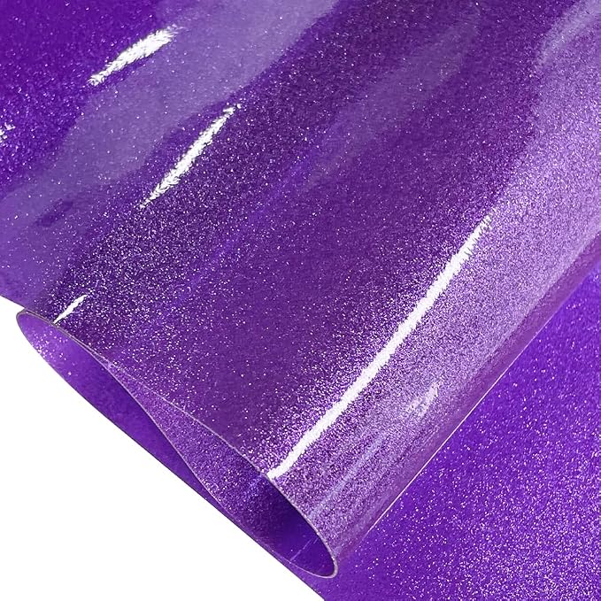 ONEART | Light Purple Transparent Glitter Vinyl Roll, 0.7 mm Solid Clear PVC - Image 3