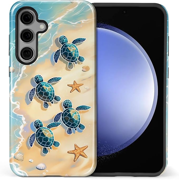 for Samsung Galaxy S24 FE Case, Sea Turtle Beach Pattern Glossy 2 in 1 - Image 2