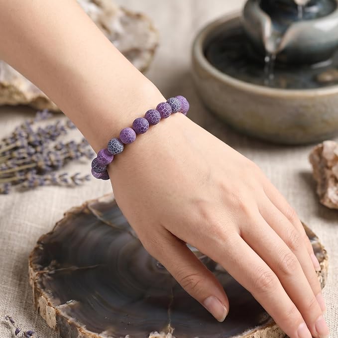 60pcs Natural Matte Purple Oxidized Gemstone Beads，6mm Frosted Round Loose - Image 6