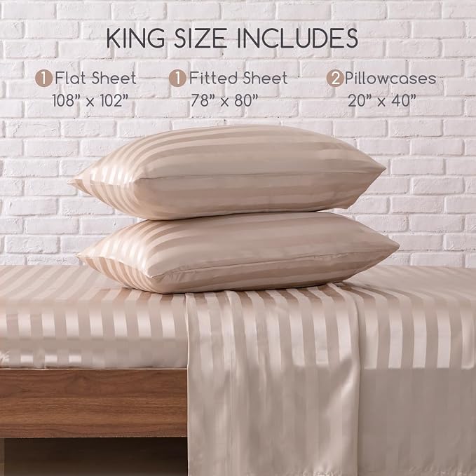 MR&HM Satin Bed Sheets, King Size Sheets Set - Image 2