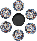 Drink Coaster Set of 6, Alaskan Malamute Dog Mom Lover Gift, Leather Drink - Image 4