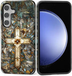 for Samsung Galaxy S24 Plus Case, Christian Cross Stained Glass Pattern Glossy by Teonvpu