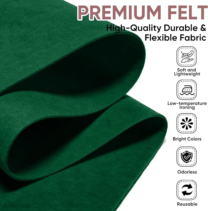 Soft Felt Fabric Sheet 18" x 36", 1.6mm Acrylic Craft Felt, Hunter Green | Soft - Image 2