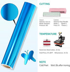 VINYL FROG Blue Metallic Foil Heat Transfer Vinyl 12" x5ft Blue HTV Vinyl Roll - Image 8