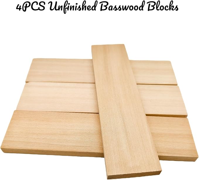 4PCS Unfinished Basswood Blocks - Image 2