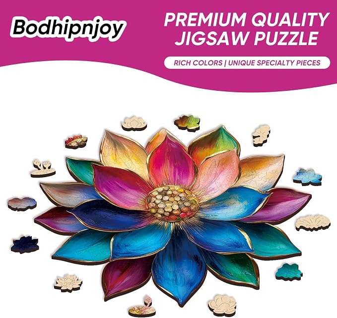 Wooden Puzzles for Adults, Lotus Flower Jigsaw Puzzles 5MM, 200 Pieces Unique - Image 5