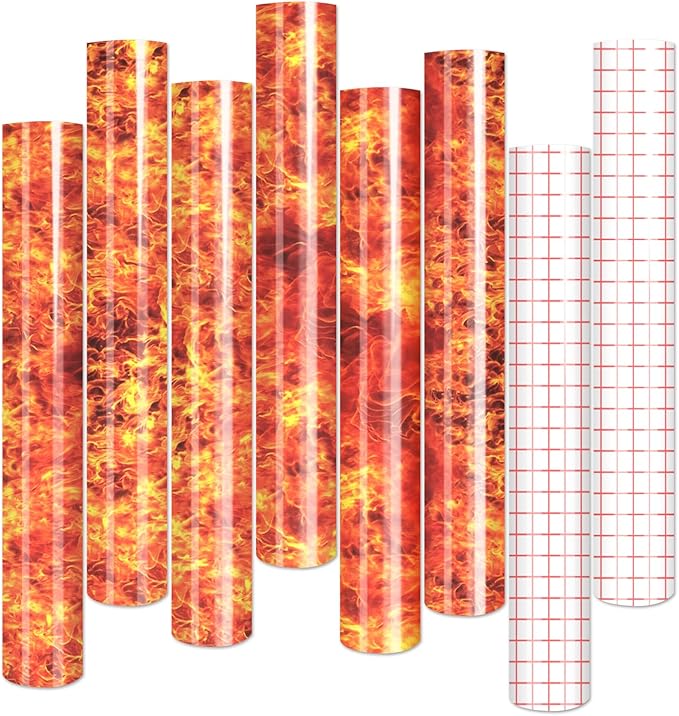 Tintnut Flame Pattern Permanent Vinyl Adhesive Vinyl 6 Sheets 12x10in | Burning by Tintnut