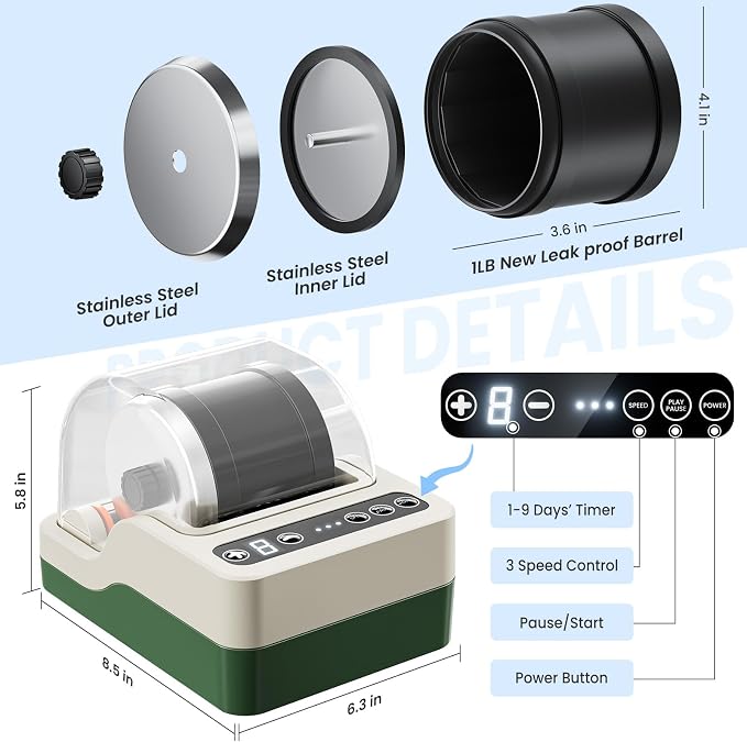 Flooyes Ultra Quiet Rock Tumbler Kit, Rock Polisher - Image 5