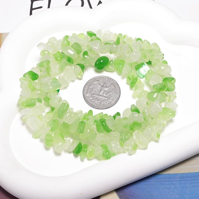 200 Pcs Crystal Chip Beads for Jewelry Making 5-8mm Green Wave Agate | Natural - Image 7