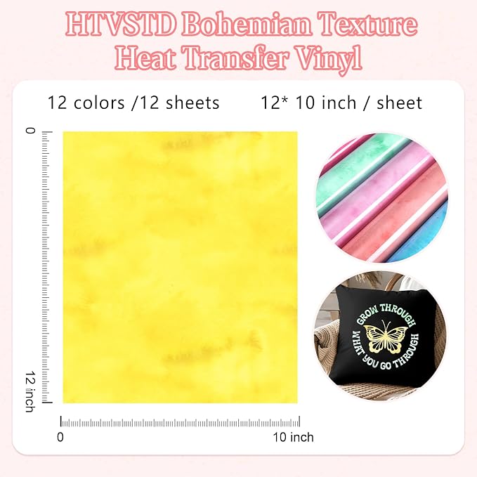 HTVSTD Texture HTV Heat Transfer Vinyl 12 Sheets 12×10in Iron on Vinyl | - Image 2