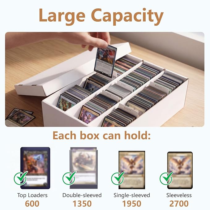 RLAVBL 1 Pack Trading Card Storage Box, Cardboard Card Boxes 2700 Count | - Image 4