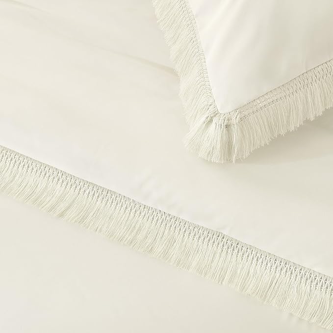 Andency Comforter Set Oversized King Ivory 120x120, 3 Pieces Boho Fall Tassel - Image 8