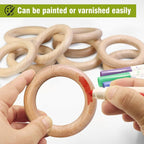 FoDau770 5pcs Natural Beech Wooden Rings, Unfinished Solid Wood Rings Heavy - Image 6