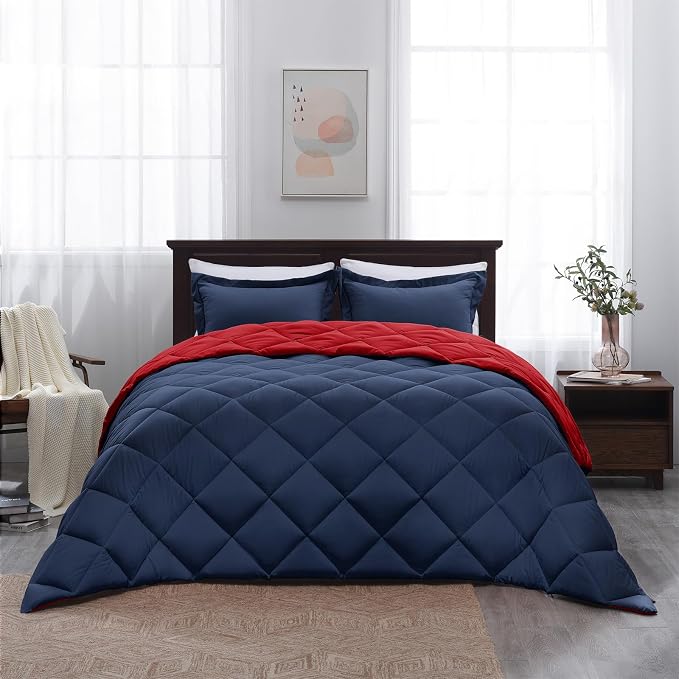 Basic Beyond Queen Navy and Red Comforter Set - Image 8