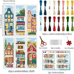 INFUNLY 6 Set DIY Cross Stitch Bookmark Kit Building House Cross Stitch Kits - Image 2