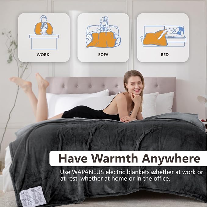 Wapaneus Heated Blanket Electric King Size 90"x100"-Dual Control - Image 4