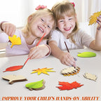Subacy 80 PCS Unfinished Wood Cutouts 8 Styles DIY Wooden Crafts, Autumn Maple - Image 6